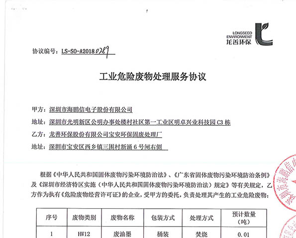 工業危險廢物處理服務協議（龍善）